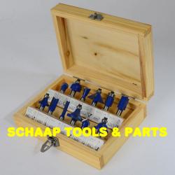 Frezenset hobby 12 delig HW-hardmetaal in houten kist schacht 8 mm | 20108